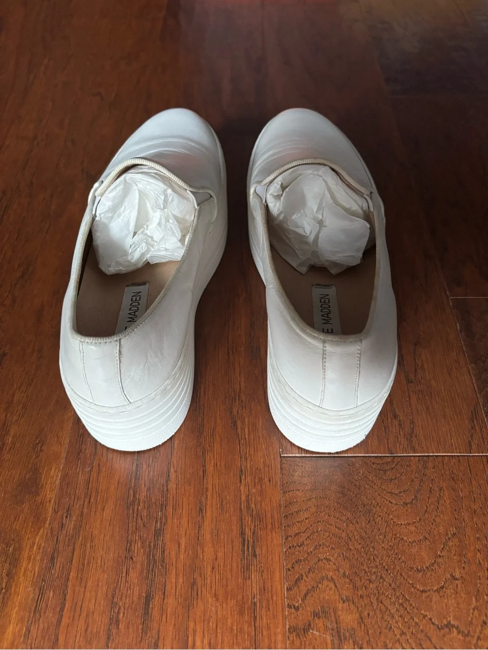Steve Madden Bellie White Leather Y2K Platform Slip-On Sneakers | Size 6